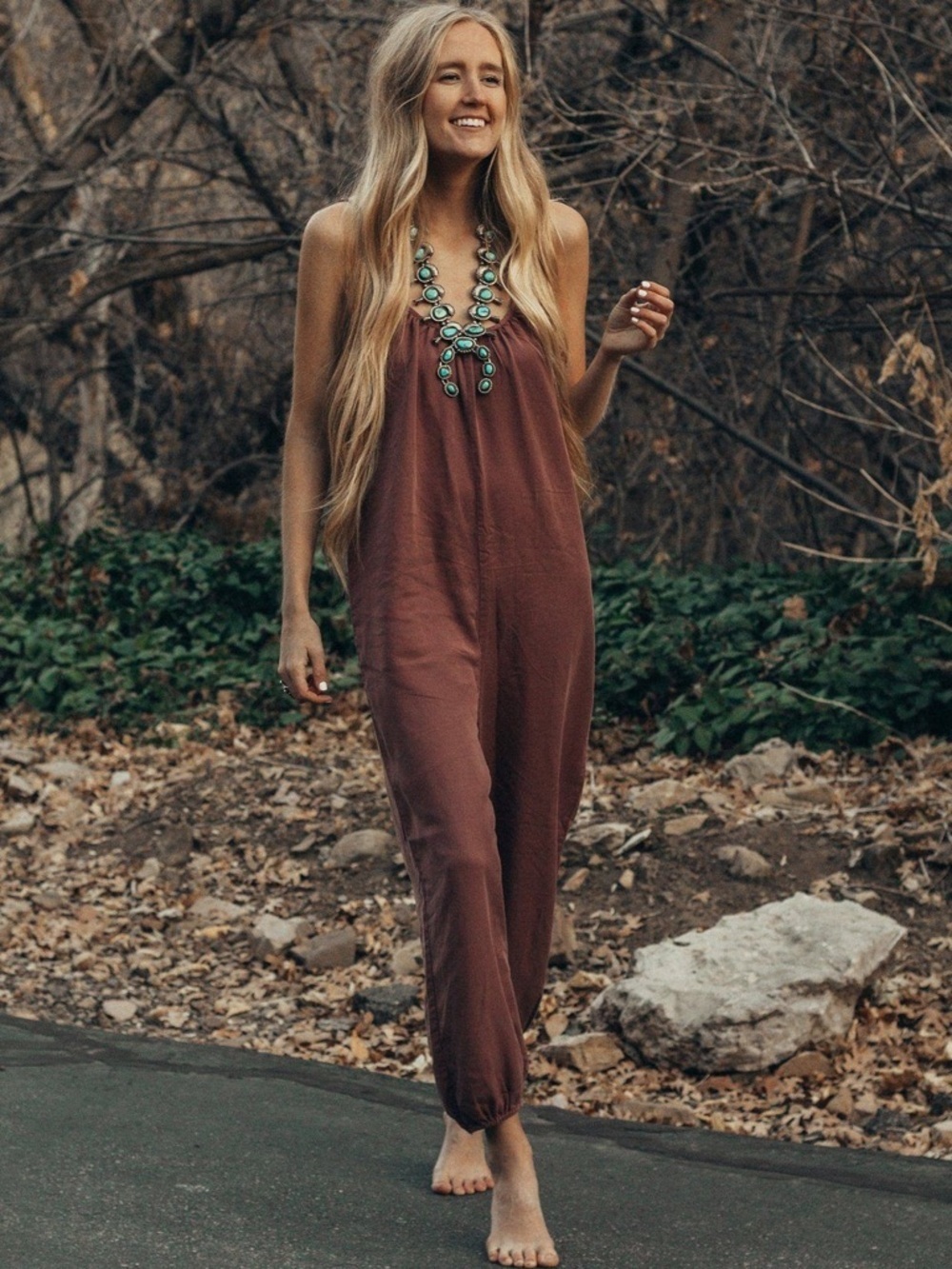 Lovestitch Women’s Willa Jumpsuit in Mauve Size Small